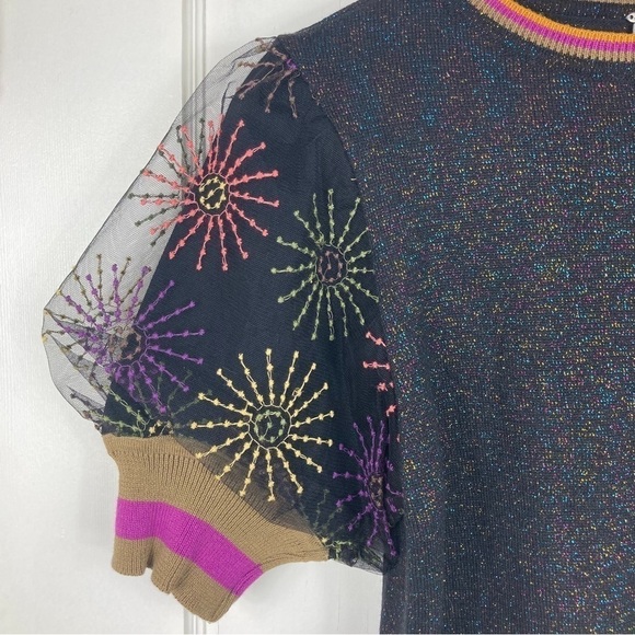 Anthropologie Blank London Elveena Embroidered Puff Sleeve Knit Top - Picture 4 of 9